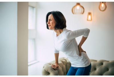 woman holding lower back in pain