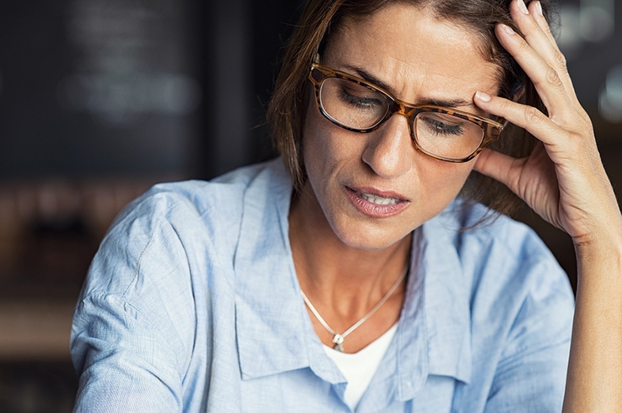 portrait of stressed mature woman