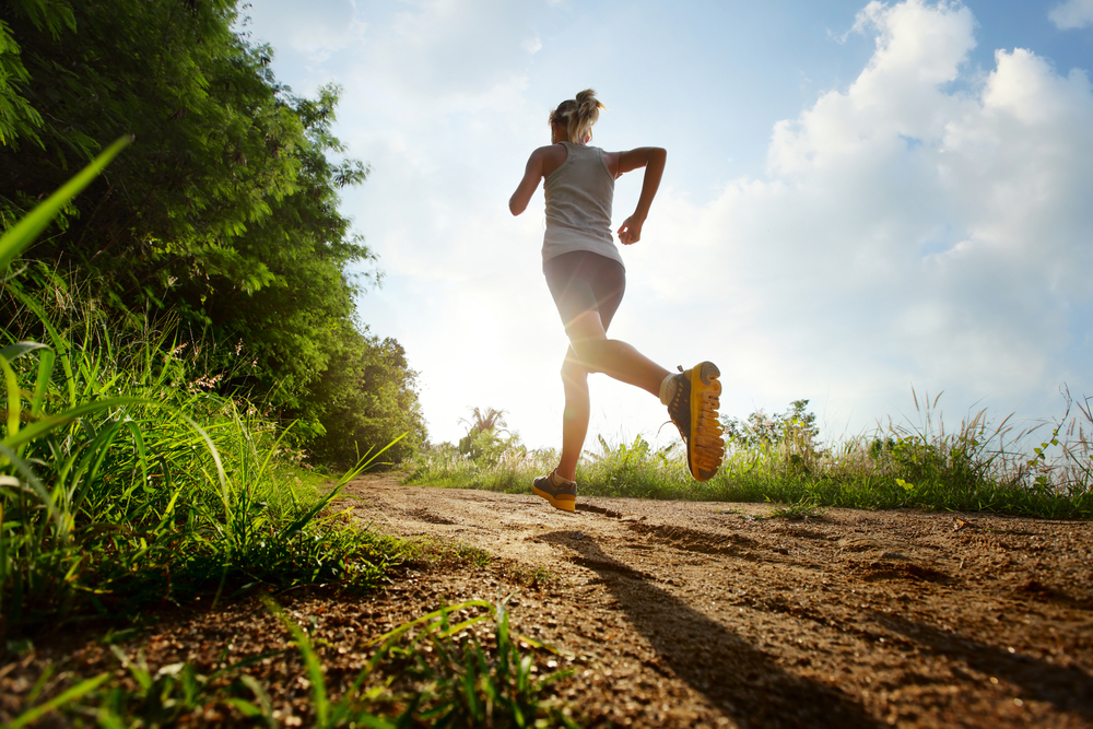 Woman running on a path