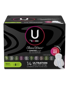 U by Kotex Cleanwear Ultra-Thin Pad w/Wings, Heavy